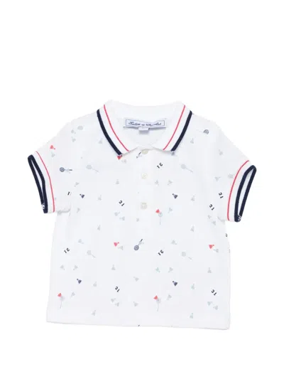 Tartine Et Chocolat Babies' Collared Patterned Polo Shirt In White
