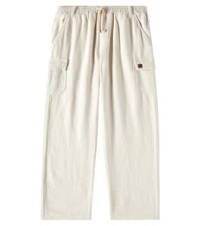 Tartine Et Chocolat Kids' Cotton And Linen Cargo Pants In Grey