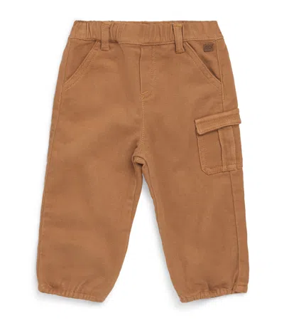 Tartine Et Chocolat Kids' Cotton-blend Cargo Trousers In Brown
