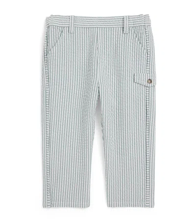 Tartine Et Chocolat Kids' Cotton-blend Crepe Stripe Trousers In Gray