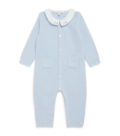 Tartine Et Chocolat Kids' Cotton Button-up Playsuit In Blue