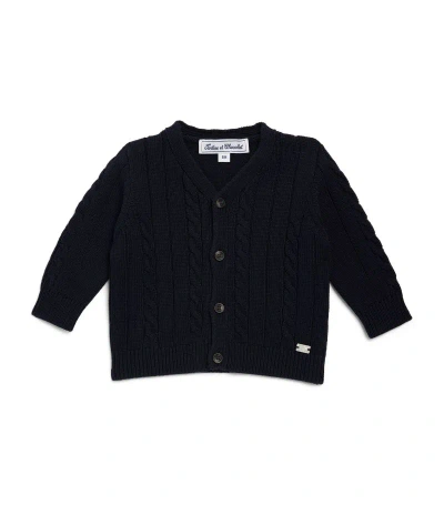 Tartine Et Chocolat Cotton Cable-knit Cardigan (3-36 Months) In Navy