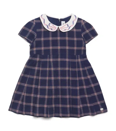Tartine Et Chocolat Kids' Cotton Check Dress In Blue