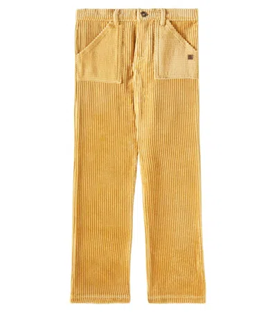 Tartine Et Chocolat Kids' Cotton Corduroy Straight Trousers In Gelb 