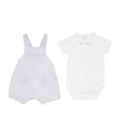 Tartine Et Chocolat Kids' Cotton Dungarees And Bodysuit Set In Blue
