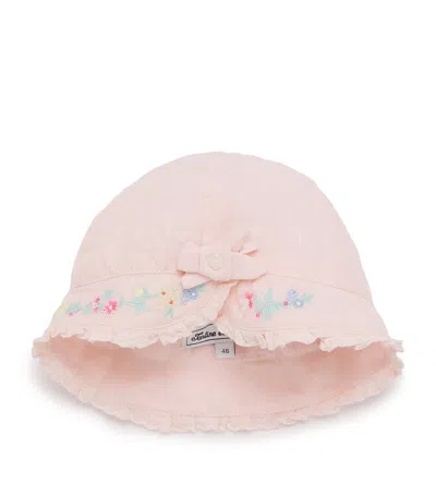 Tartine Et Chocolat Kids'  Cotton Embroidered Bonnet In Pink