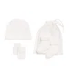 Tartine Et Chocolat Cotton Hat, Mittens And Socks Set In White