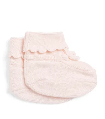 Tartine Et Chocolat Kids' Cotton Knitted Booties In Pink