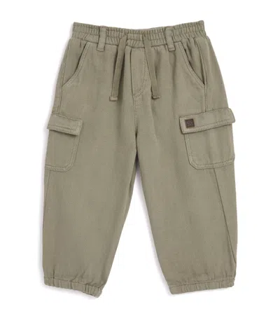 Tartine Et Chocolat Kids' Cotton-linen Cargo Trousers In Green