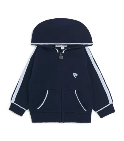 Tartine Et Chocolat Kids' Cotton Logo Zip-up Hoodie In Blue