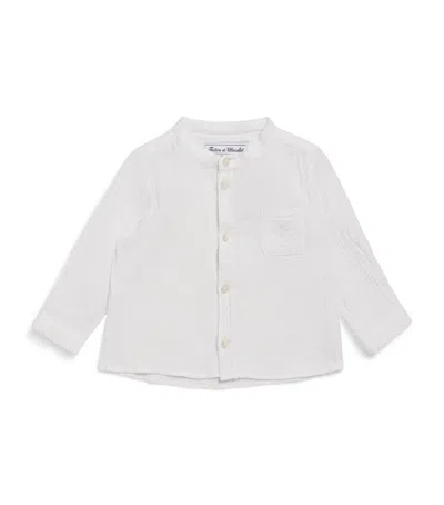 Tartine Et Chocolat Kids'  Cotton Mandarin Collar Shirt In White