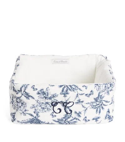 Tartine Et Chocolat Cotton Padded Storage Basket In Blue