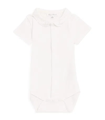 Tartine Et Chocolat Kids' Cotton Peter Pan Collar Bodysuit In White