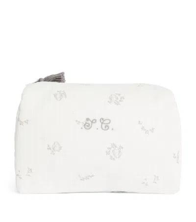 Tartine Et Chocolat Kids' Cotton Rabbit Print Toiletry Bag In White