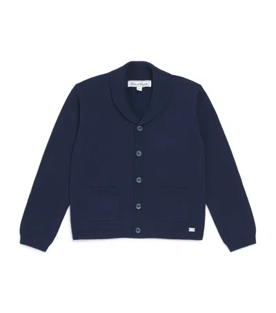 Tartine Et Chocolat Kids' Cotton Shawl-collar Cardigan In Blue