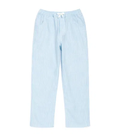 Tartine Et Chocolat Kids' Cotton Stripe Drawstring Trousers In Blue