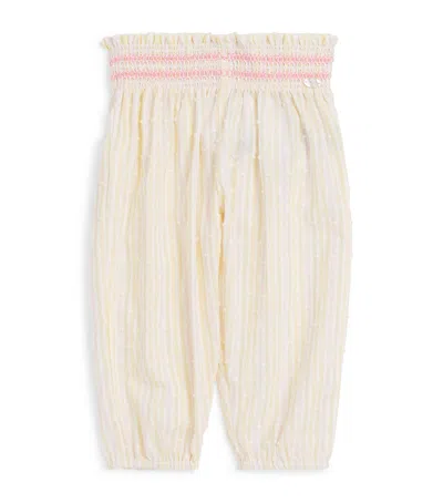 Tartine Et Chocolat Kids' Cotton Stripe Fil Coupé Trousers In White