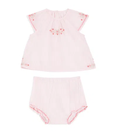 Tartine Et Chocolat Babies' Cotton Top And Bloomers Set In Pink