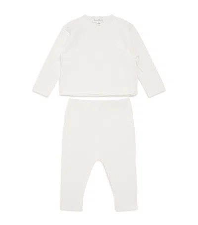 Tartine Et Chocolat Kids' Cotton Wrap Cardigan And Leggings Set In Neutral