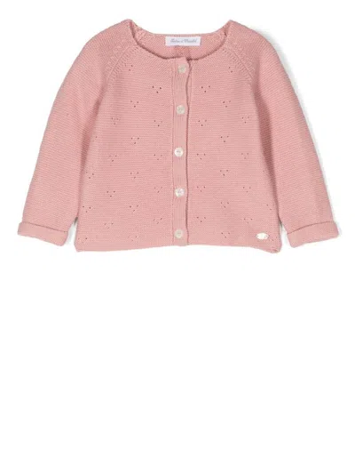 Tartine Et Chocolat Babies' Crew-neck Long-sleeve Cardigan In Pink