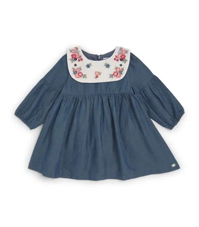 Tartine Et Chocolat Denim Floral-embroidered Collar Dress (3-36 Months) In Blue