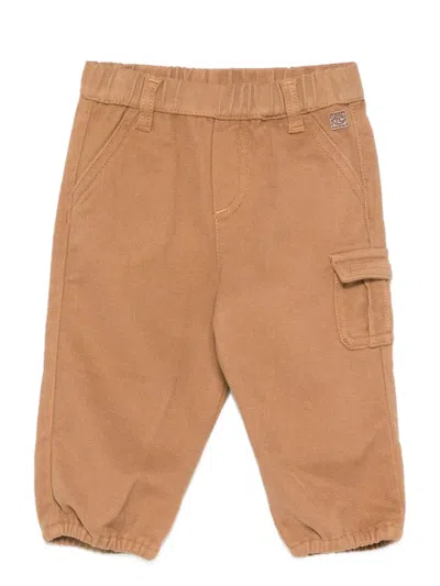 Tartine Et Chocolat Babies' Elastic-waist Cargo Pants In Brown