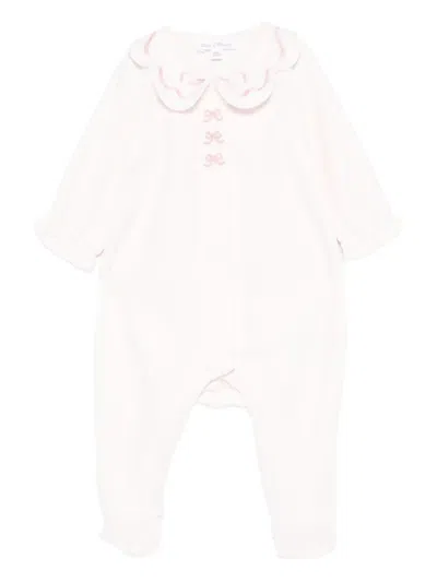 Tartine Et Chocolat Babies' Embroidered-bow Romper In Neutral