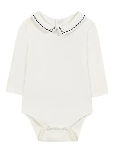 Tartine Et Chocolat Babies' Embroidered-collar Body In White