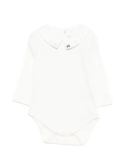 Tartine Et Chocolat Babies' Embroidered Collar Bodysuit In White