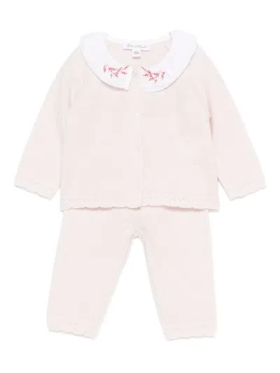 Tartine Et Chocolat Embroidered-collar Knitted Babygrow In Neutral