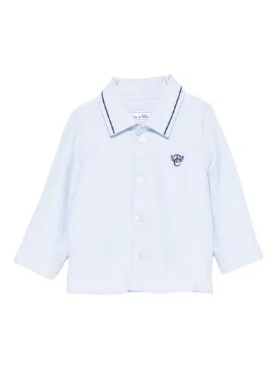 Tartine Et Chocolat Babies' Embroidered-collar Shirt In Blue
