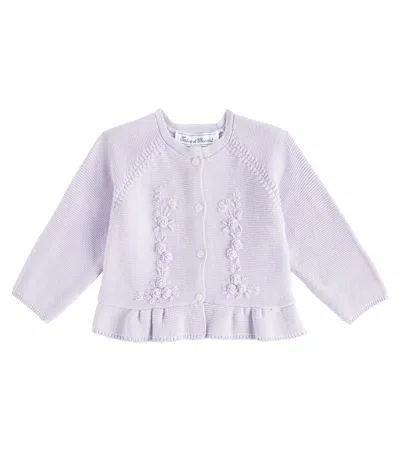 Tartine Et Chocolat Embroidered Cotton Cardigan In Purple
