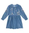 Tartine Et Chocolat Embroidered Cotton Dress In Blue