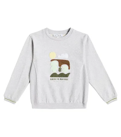Tartine Et Chocolat Kids' Embroidered Cotton Jersey Sweatshirt In Grey