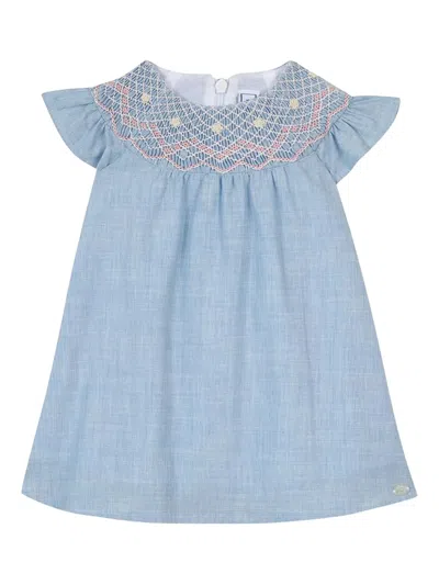 Tartine Et Chocolat Kids' Embroidered Dress In Blue Light