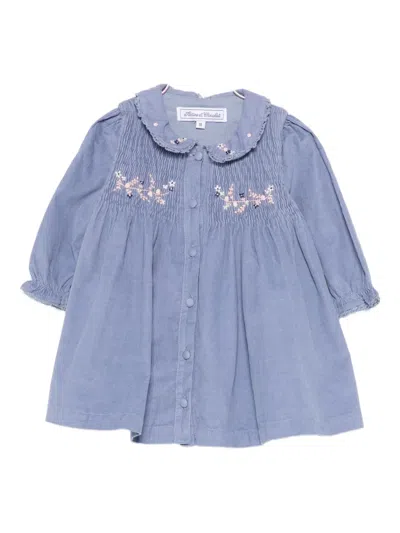 Tartine Et Chocolat Babies' Embroidered-floral Collared Dress In Blue