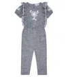 Tartine Et Chocolat Embroidered Linen Jumpsuit In Bleu Orage