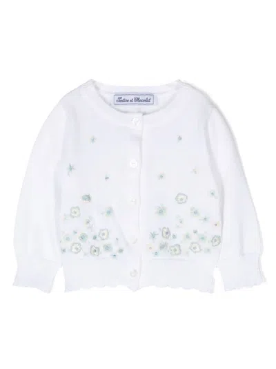 Tartine Et Chocolat Babies' Embroidered-motif Cotton Cardigan In Weiss