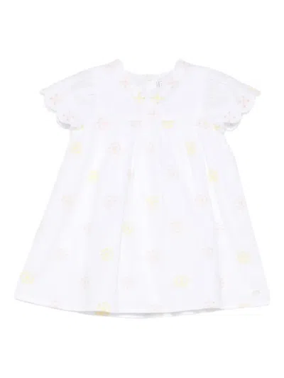 Tartine Et Chocolat Babies' Embroidered Scallop-edge Dress And Bloomers Set In White