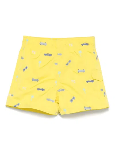 Tartine Et Chocolat Babies' Embroidered Shorts In Yellow