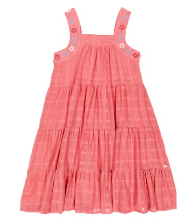 Tartine Et Chocolat Kids' Embroidered Tiered Cotton Dress In Blush