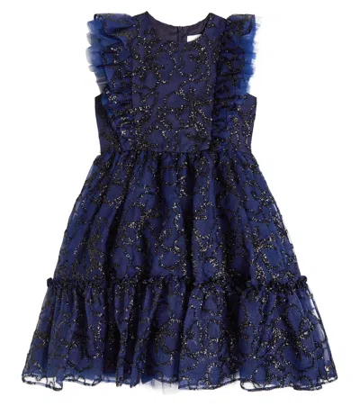 Tartine Et Chocolat Kids' Embroidered Tulle Dress In Blue