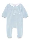 Tartine Et Chocolat Embroidered Velvet Pajamas In Blue
