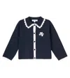 Tartine Et Chocolat Embroidered Wool-blend Cardigan In Blue