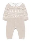 Tartine Et Chocolat Fair-isle Collared Romper In Neutral