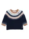 Tartine Et Chocolat Fair Isle-pattern Buttoned Sweater In Blue