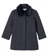 Tartine Et Chocolat Faux Fur-trimmed Tweed Coat In Blue