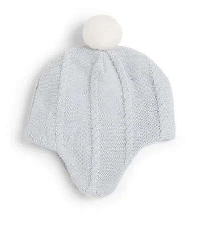 Tartine Et Chocolat Kids' Fleece-lined Pom-pom Bonnet In Blue