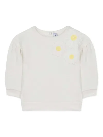 Tartine Et Chocolat Babies' Floral-appliqué Sweatshirt In White