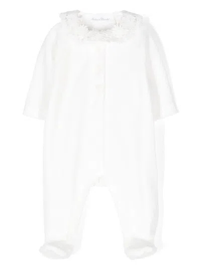 Tartine Et Chocolat Babies' Floral-collar Pajamas In White
